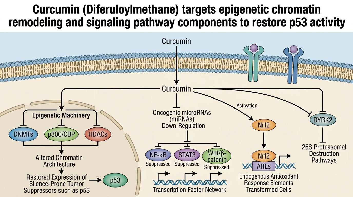 Curcumin Diferuloylmethane targets epigenetic chromatin remodeling and signaling pathway components to restore p53 activity