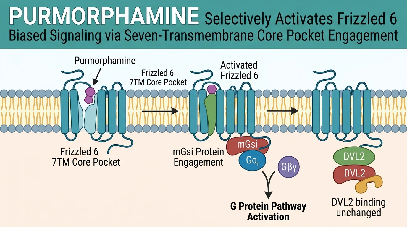 Schematic diagram of Frizzled 6 Smoothened signaling pathway depicting biased G protein recruitment in cells